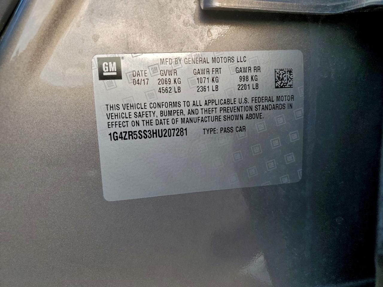 2017 Buick Lacrosse Premium VIN: 1G4ZR5SS3HU207281 Lot: 94588265