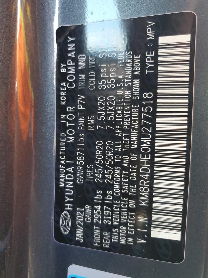 2021 Hyundai Palisade Sel VIN: KM8R4DHE0MU277518 Lot: 93031085