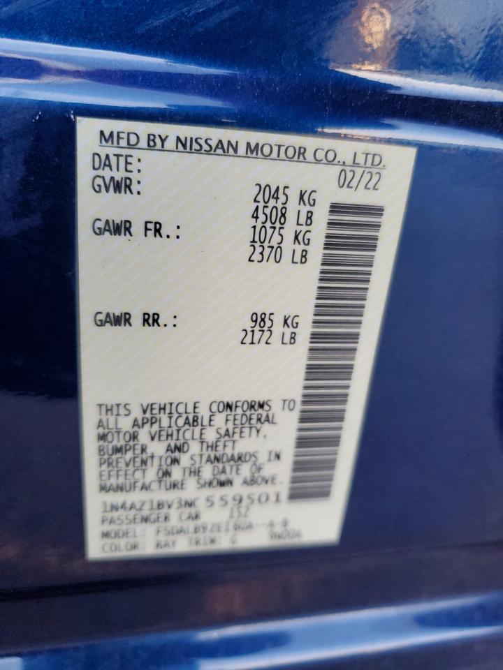 2022 Nissan Leaf S VIN: 1N4AZ1BV3NC559501 Lot: 93699335