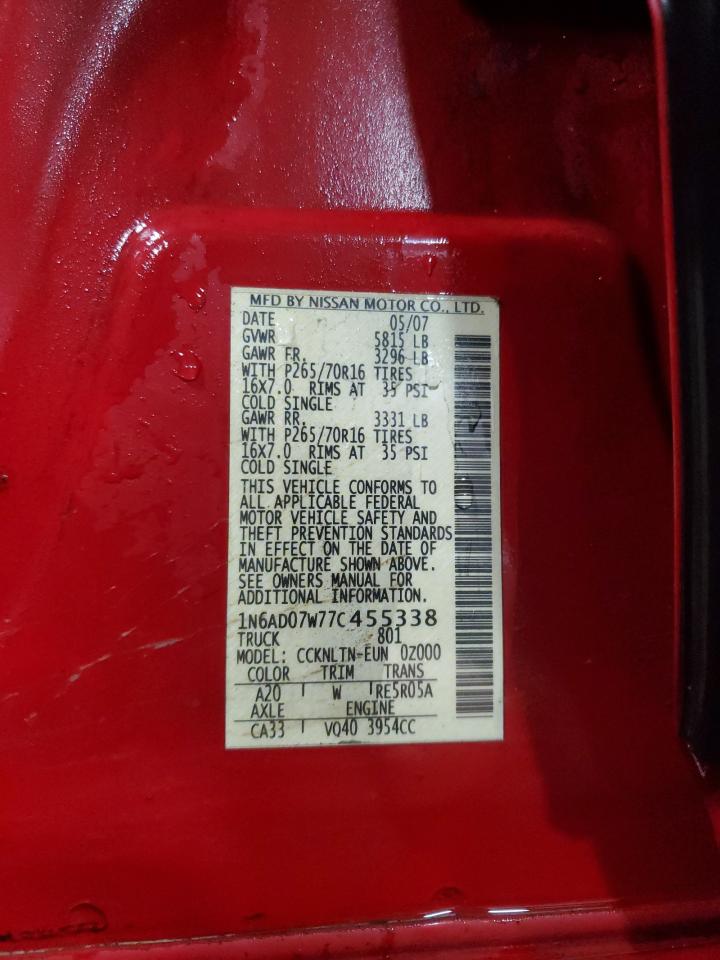 2007 Nissan Frontier Crew Cab Le VIN: 1N6AD07W77C455338 Lot: 90854845