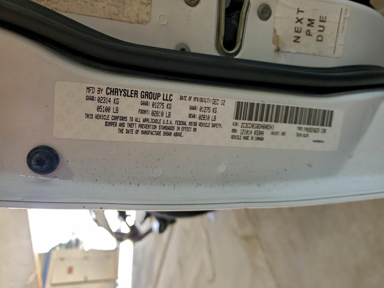 2013 Chrysler 300C VIN: 2C3CCAEG8DH606541 Lot: 93743405