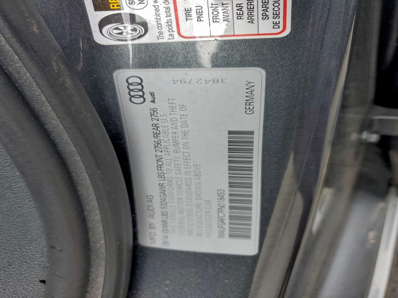 2015 Audi A6 Premium Plus VIN: WAUFGAFC7FN018453 Lot: 94304475