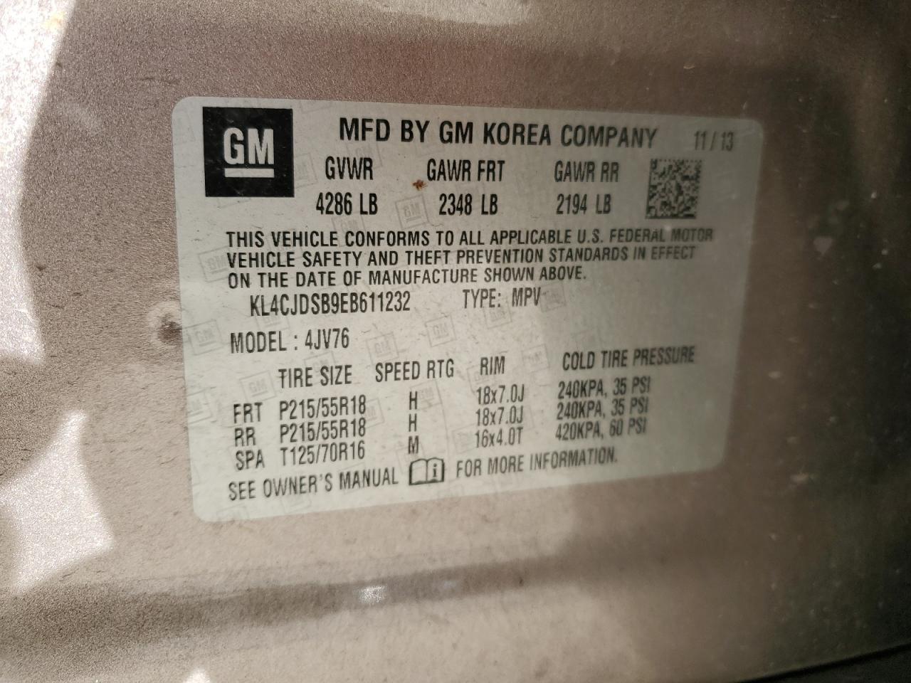 2014 Buick Encore Premium VIN: KL4CJDSB9EB611232 Lot: 92993745