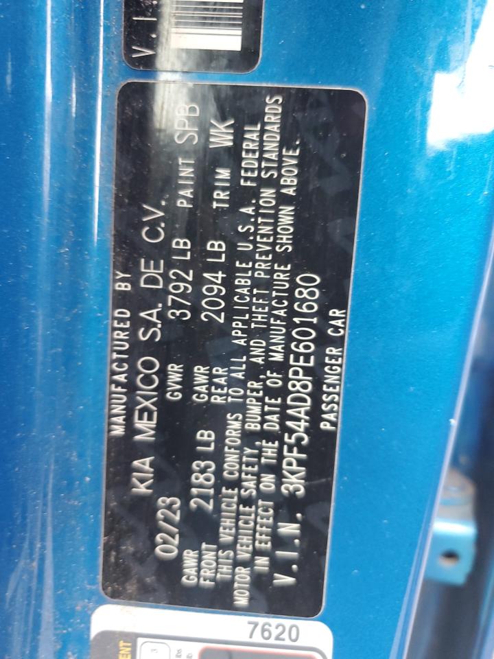 2023 Kia Forte Gt Line VIN: 3KPF54AD8PE601680 Lot: 92436475