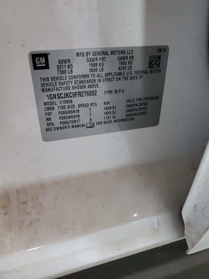 2015 Chevrolet Suburban C1500 Lt VIN: 1GNSCJKC9FR276802 Lot: 92502155