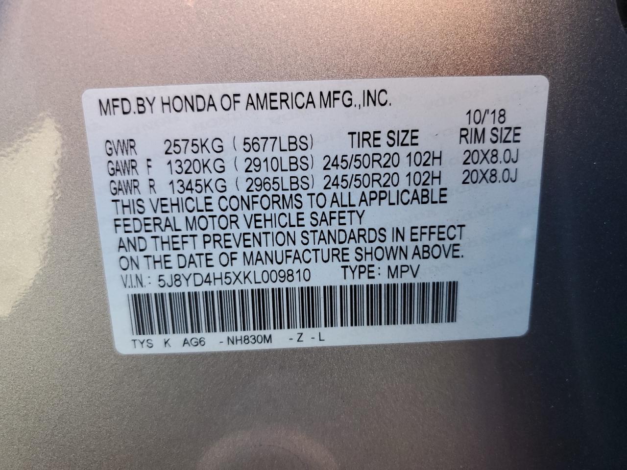 2019 Acura Mdx Technology VIN: 5J8YD4H5XKL009810 Lot: 91183945