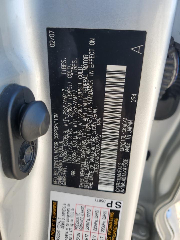 2007 Toyota 4Runner Sr5 VIN: JTEZU14R570092772 Lot: 92098795