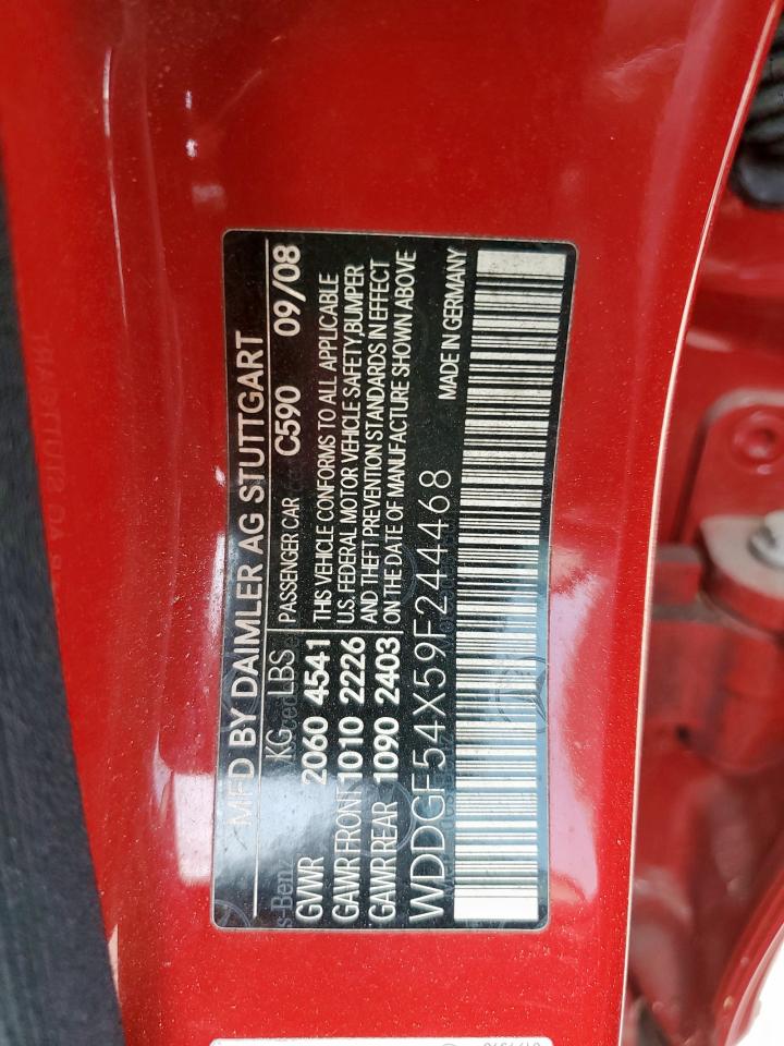 2009 Mercedes-Benz C 300 VIN: WDDGF54X59F244468 Lot: 93332245