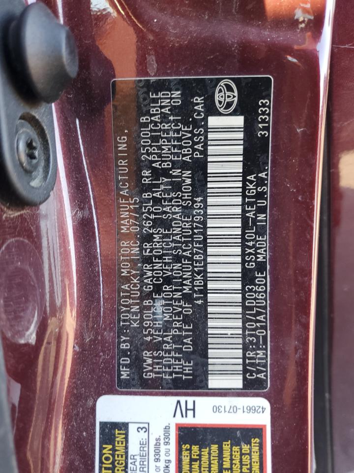 2015 Toyota Avalon Xle VIN: 4T1BK1EB7FU179394 Lot: 91379815