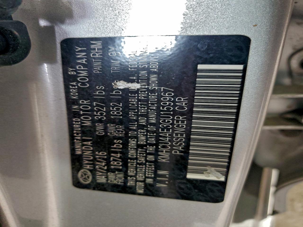 2016 Hyundai Accent Se VIN: KMHCU4AE3GU159967 Lot: 93915525