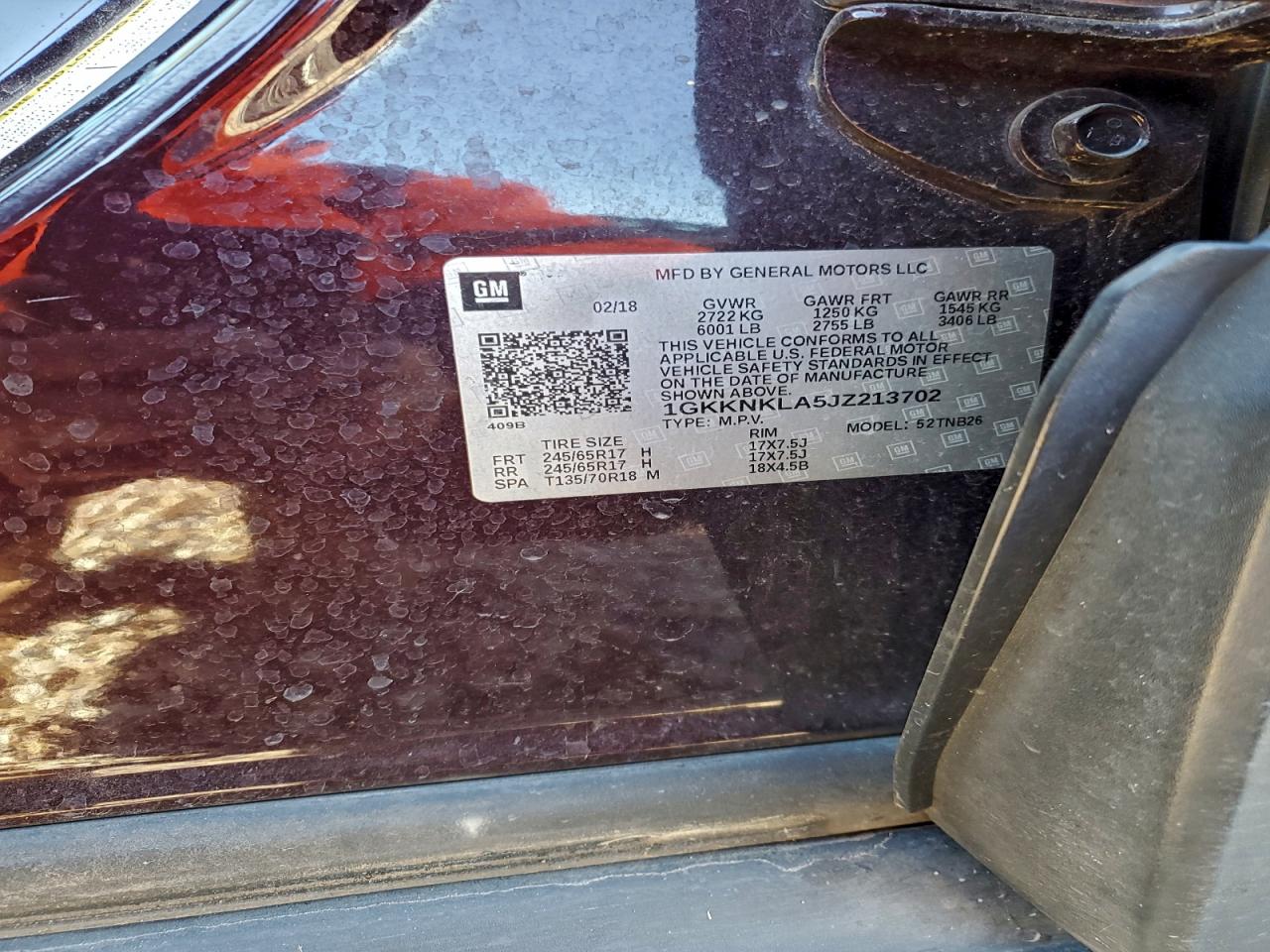 2018 GMC Acadia Sle VIN: 1GKKNKLA5JZ213702 Lot: 94167855