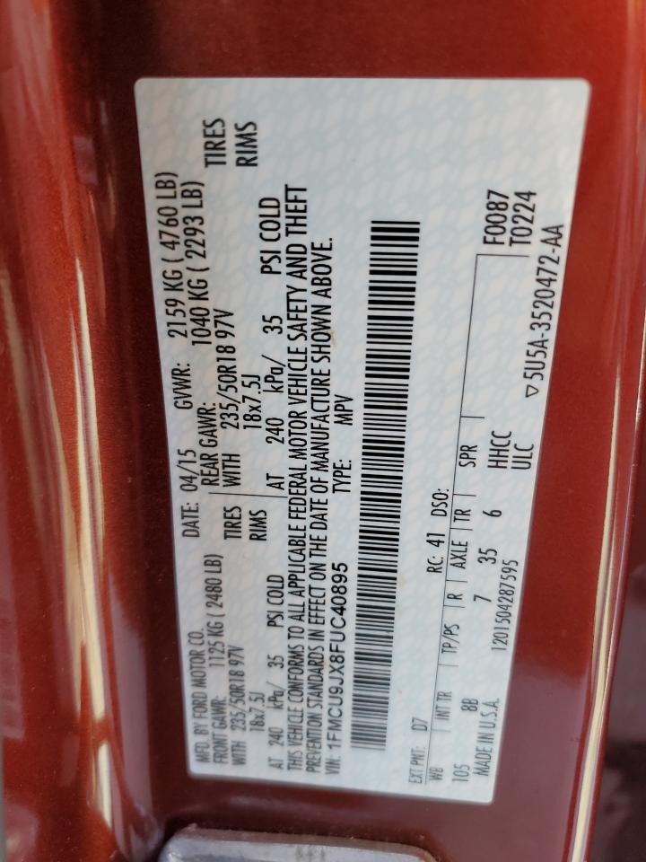 2015 Ford Escape Titanium VIN: 1FMCU9JX8FUC40895 Lot: 91658205