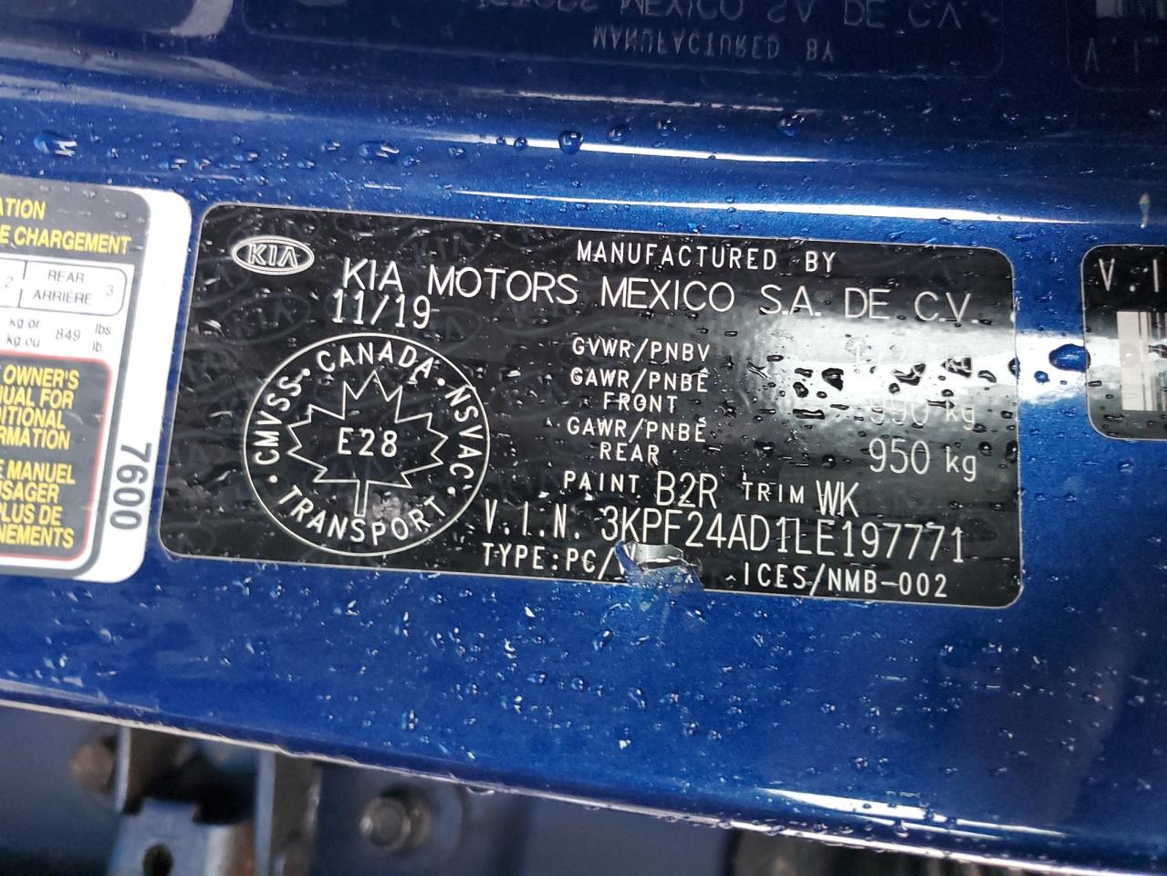 2020 Kia Forte Fe VIN: 3KPF24AD1LE197771 Lot: 91662475