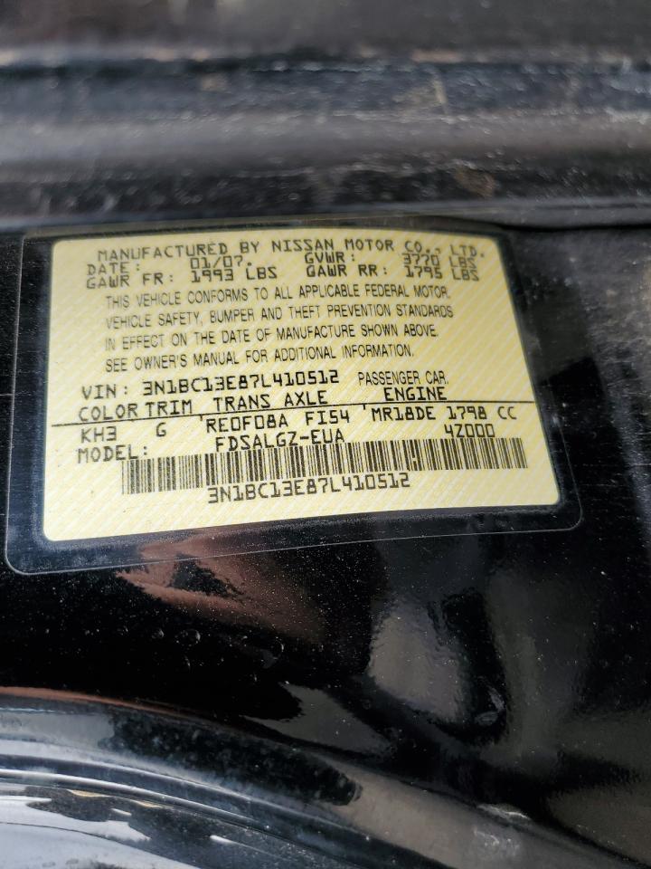 2007 Nissan Versa S VIN: 3N1BC13E87L410512 Lot: 93338465