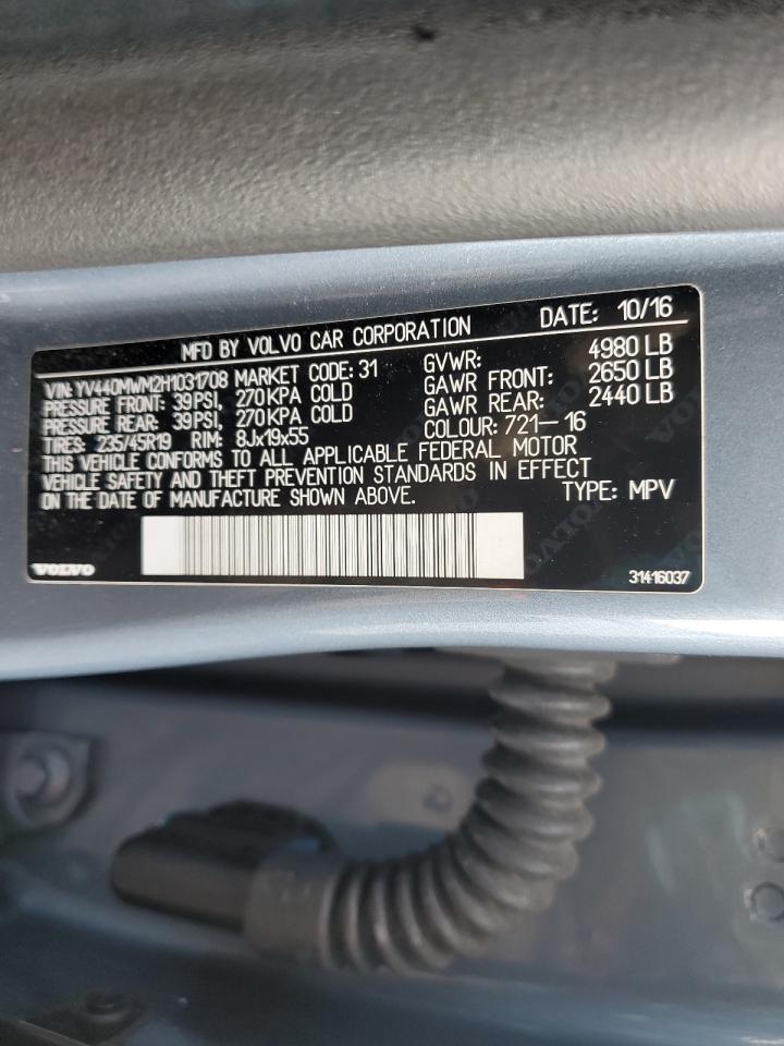 2017 Volvo V60 Cross Country Platinum VIN: YV440MWM2H1031708 Lot: 92941915