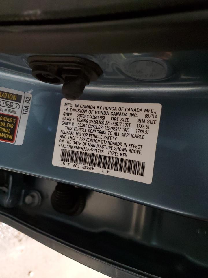 2014 Honda Cr-V Exl VIN: 2HKRM4H72EH721726 Lot: 91802035