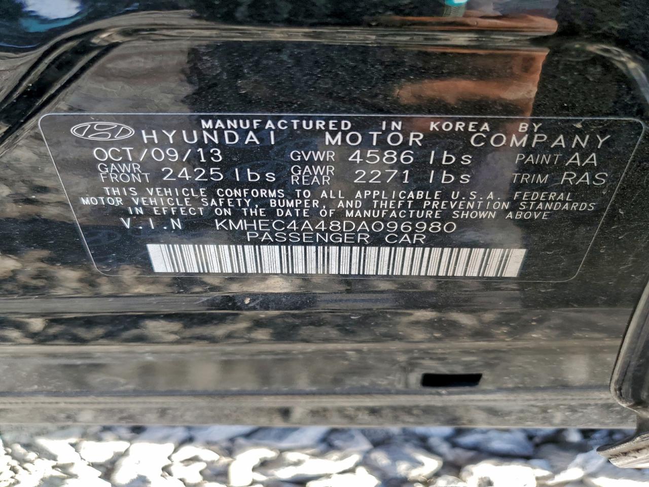 2013 Hyundai Sonata Hybrid VIN: KMHEC4A48DA096980 Lot: 93821265