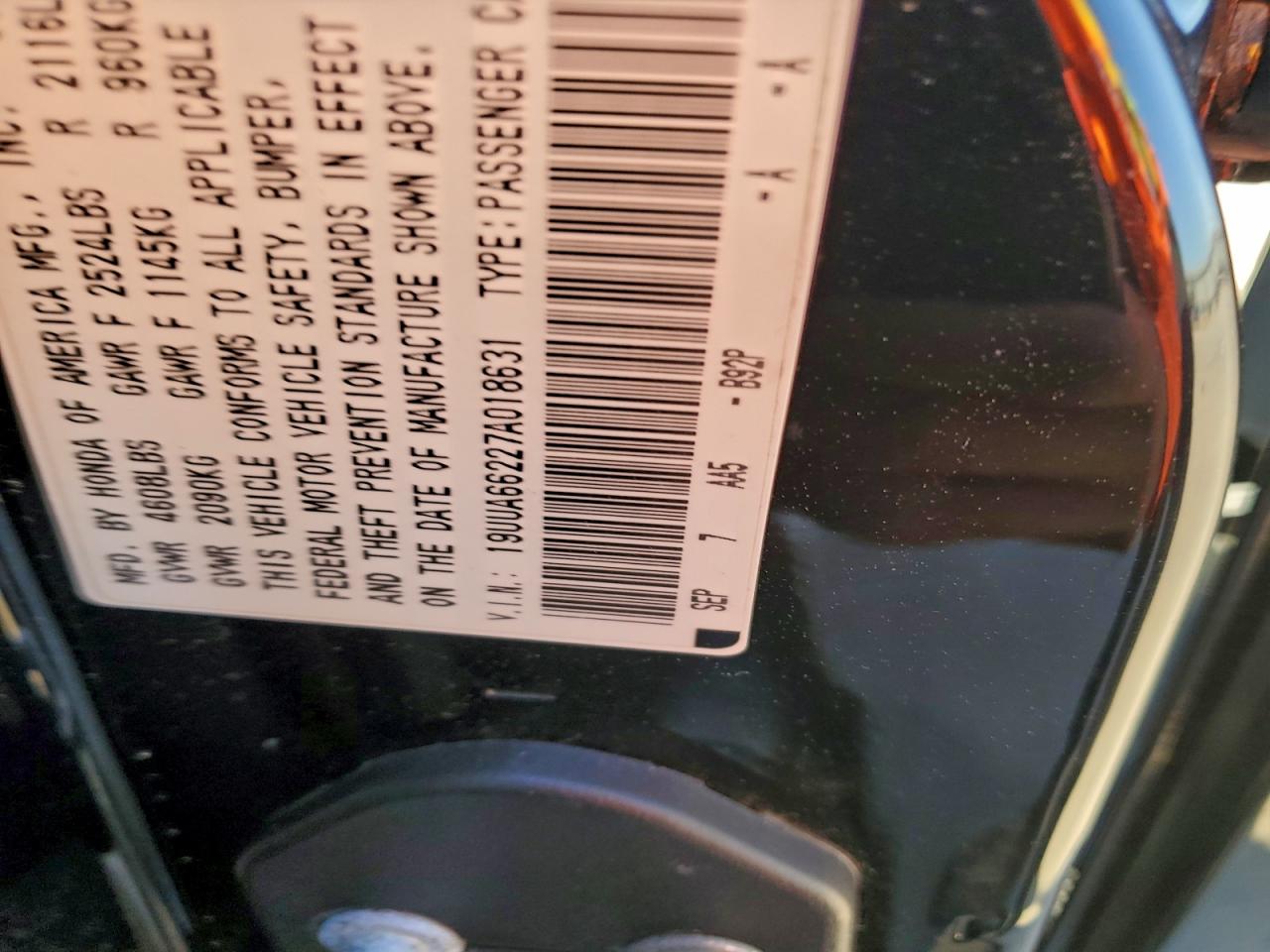 2007 Acura Tl VIN: 19UUA66227A018631 Lot: 91489055