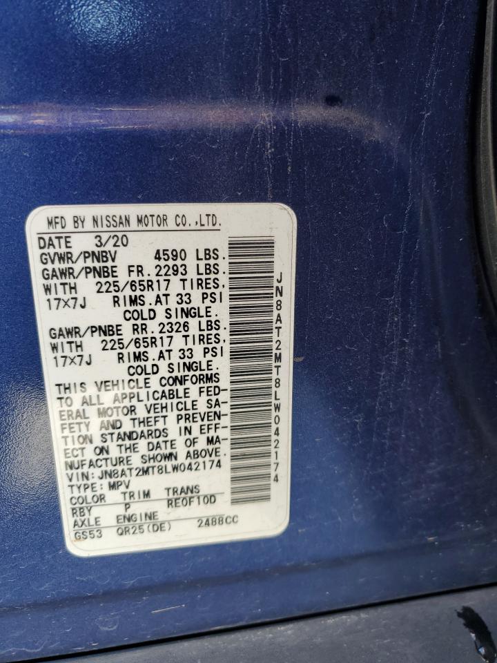 2020 Nissan Rogue S VIN: JN8AT2MT8LW042174 Lot: 91615255