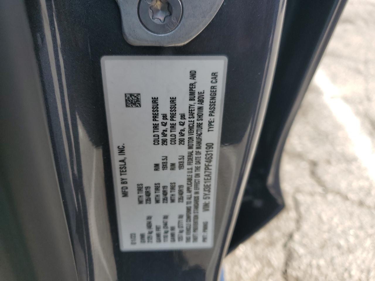 2023 Tesla Model 3 VIN: 5YJ3E1EA7PF463190 Lot: 90997755