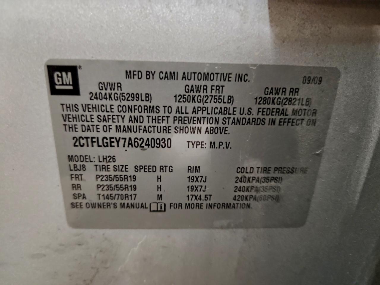 2010 GMC Terrain Slt VIN: 2CTFLGEY7A6240930 Lot: 92858445