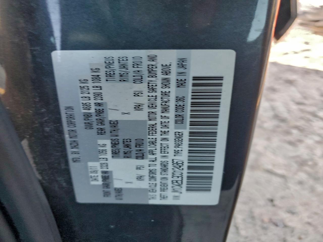 2012 Mazda 5 VIN: JM1CW2BL9C0124867 Lot: 93759065