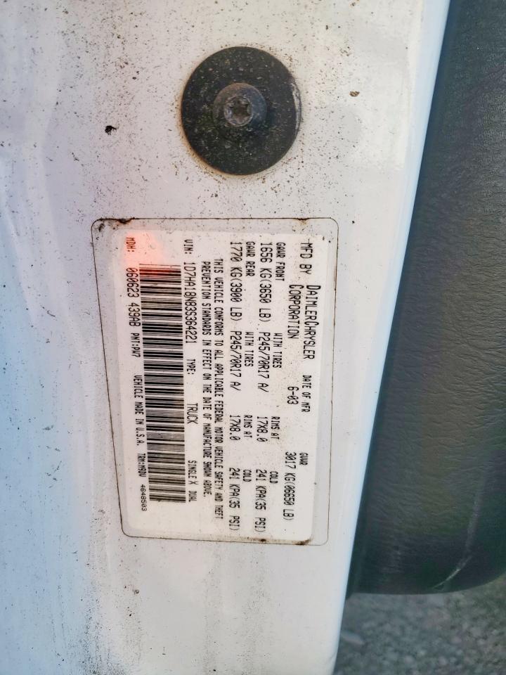 2003 Dodge Ram 1500 St VIN: 1D7HA18N83S364221 Lot: 91752475