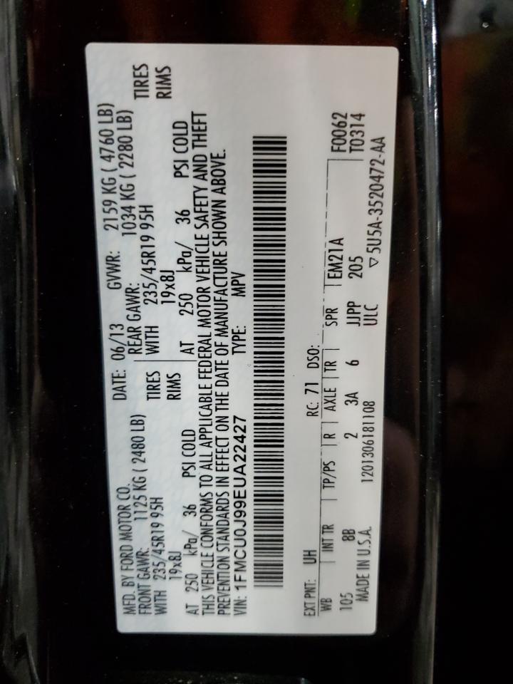 2014 Ford Escape Titanium VIN: 1FMCU0J99EUA22427 Lot: 90704055