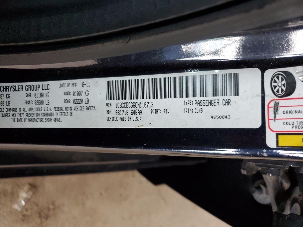 2012 Chrysler 200 Limited VIN: 1C3CCBCG6CN116713 Lot: 90079495