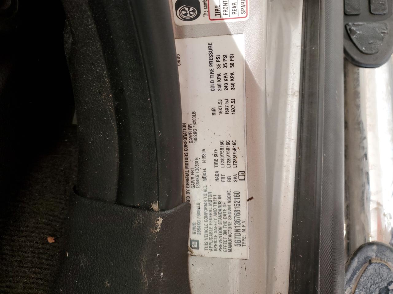 2006 Hummer H3 VIN: 5GTDN136768152160 Lot: 91252885