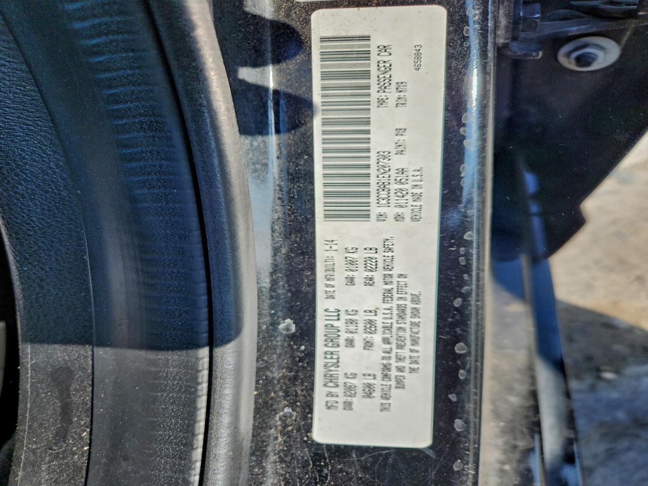 2014 Chrysler 200 Lx VIN: 1C3CCBAB1EN207303 Lot: 93919465