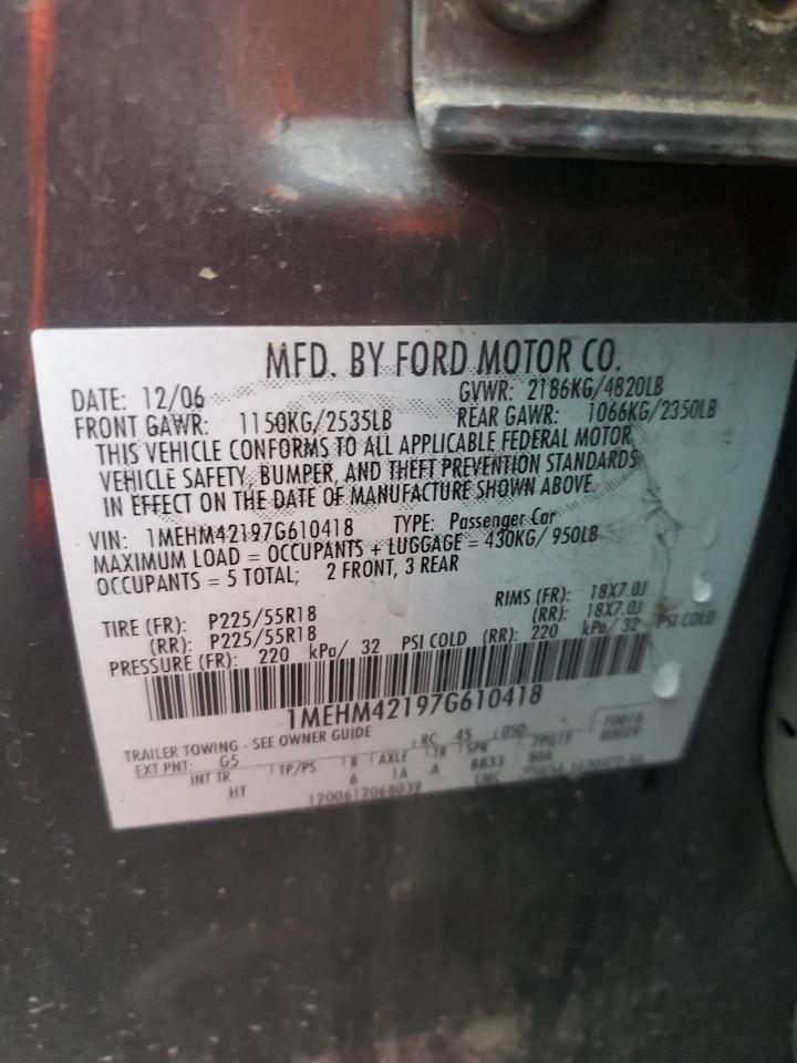 2007 Mercury Montego Premier VIN: 1MEHM42197G610418 Lot: 92827915