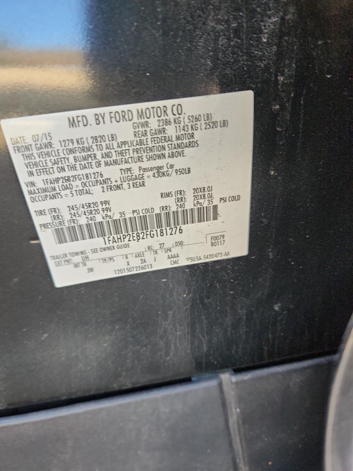 2015 Ford Taurus Sel VIN: 1FAHP2E82FG181276 Lot: 92320135