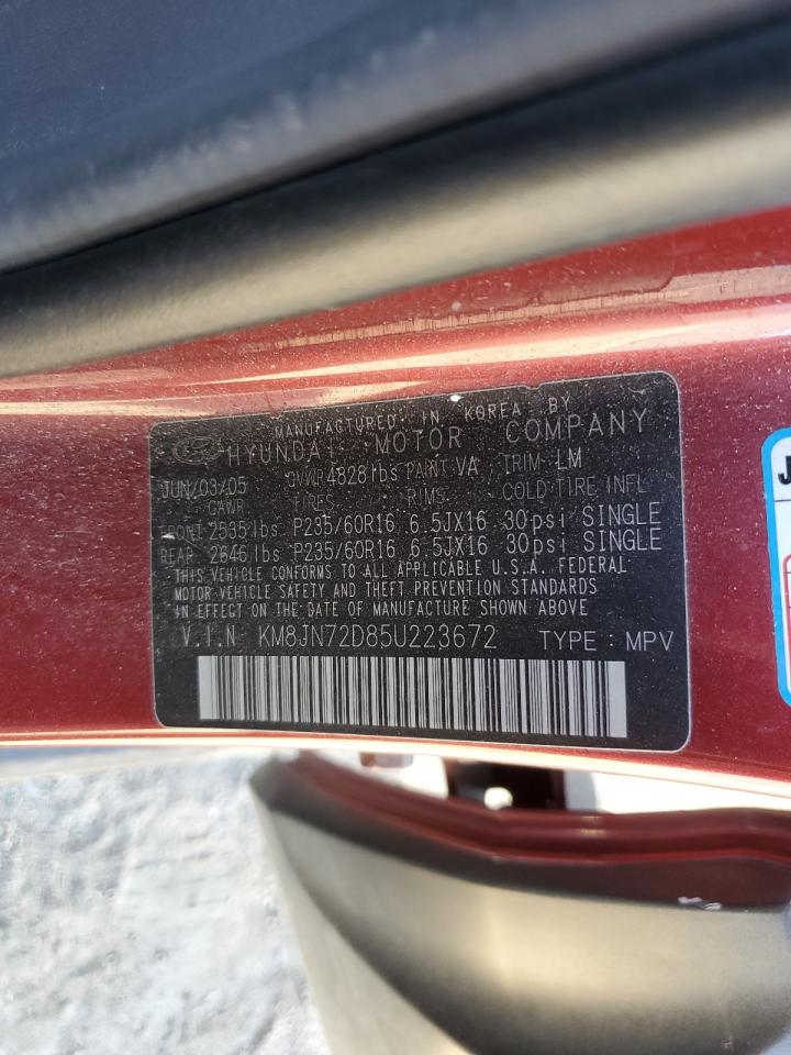 2005 Hyundai Tucson Gls VIN: KM8JN72D85U223672 Lot: 91044175