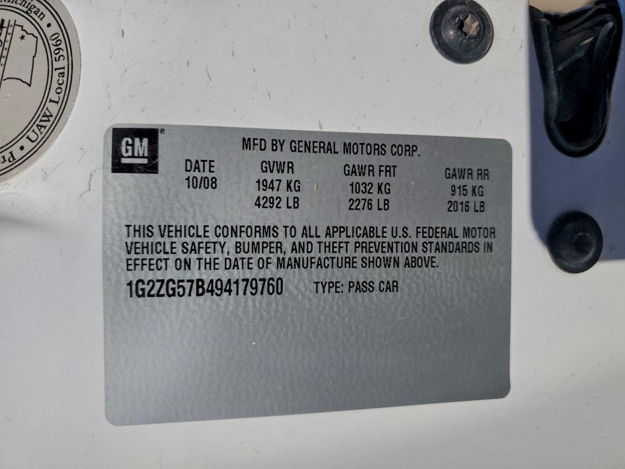 2009 Pontiac G6 VIN: 1G2ZG57B494179760 Lot: 92751835