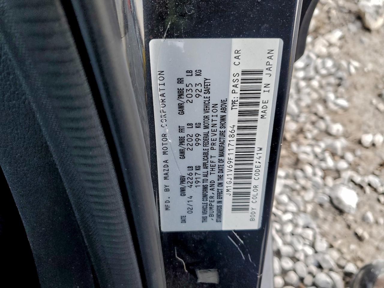 2015 Mazda 6 Touring VIN: JM1GJ1V69F1171864 Lot: 94042715