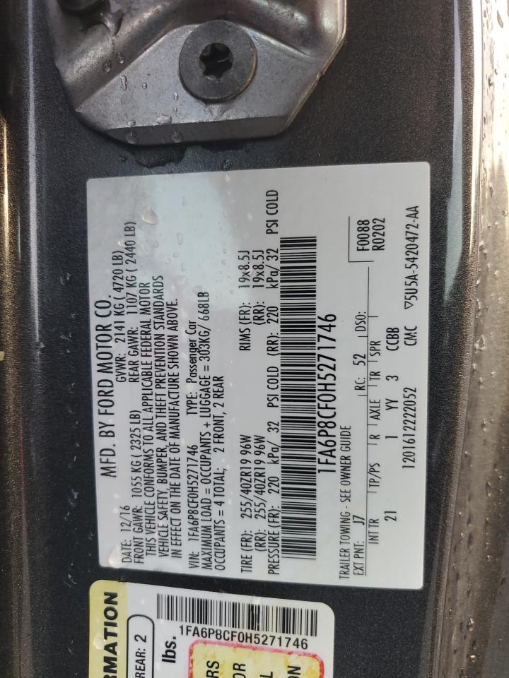 2017 Ford Mustang Gt VIN: 1FA6P8CF0H5271746 Lot: 91793865