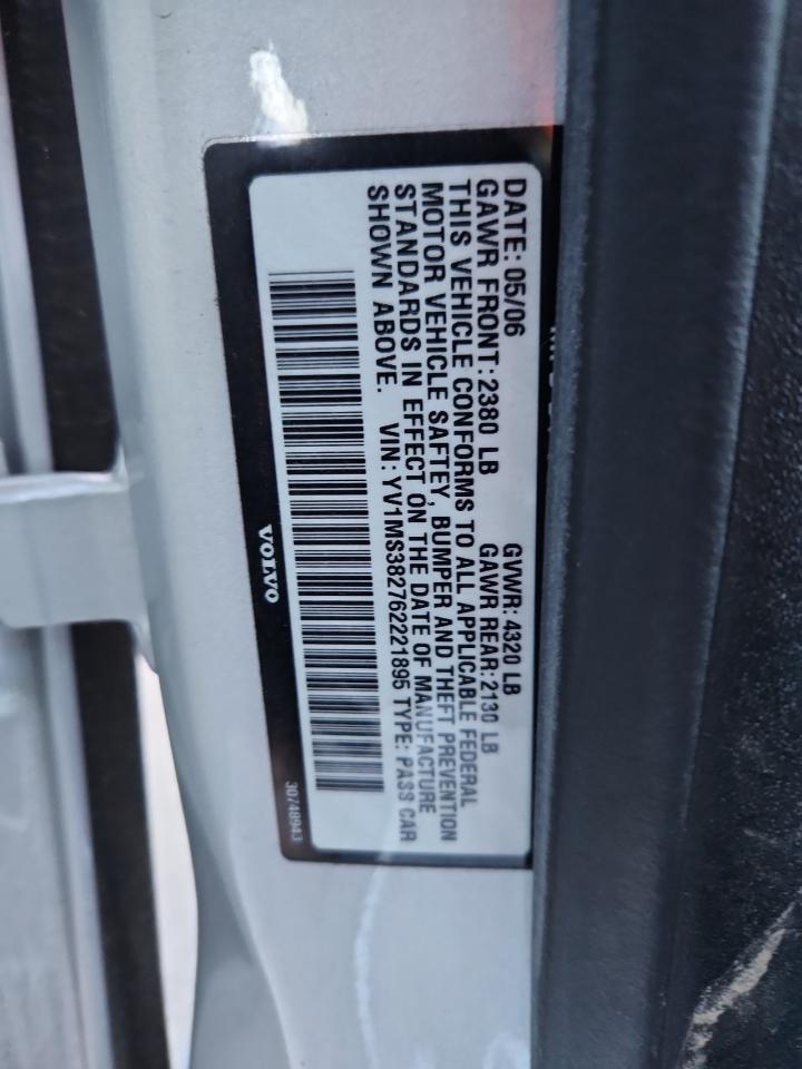 2006 Volvo S40 2.4I VIN: YV1MS382762221895 Lot: 93091965