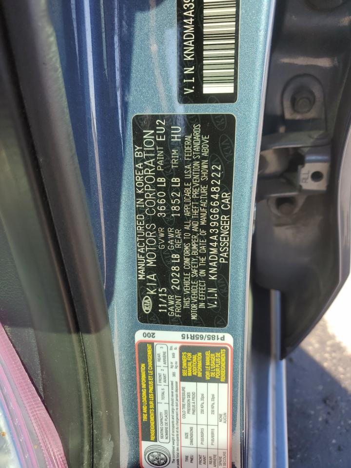 2016 Kia Rio Lx VIN: KNADM4A39G6648222 Lot: 93343385