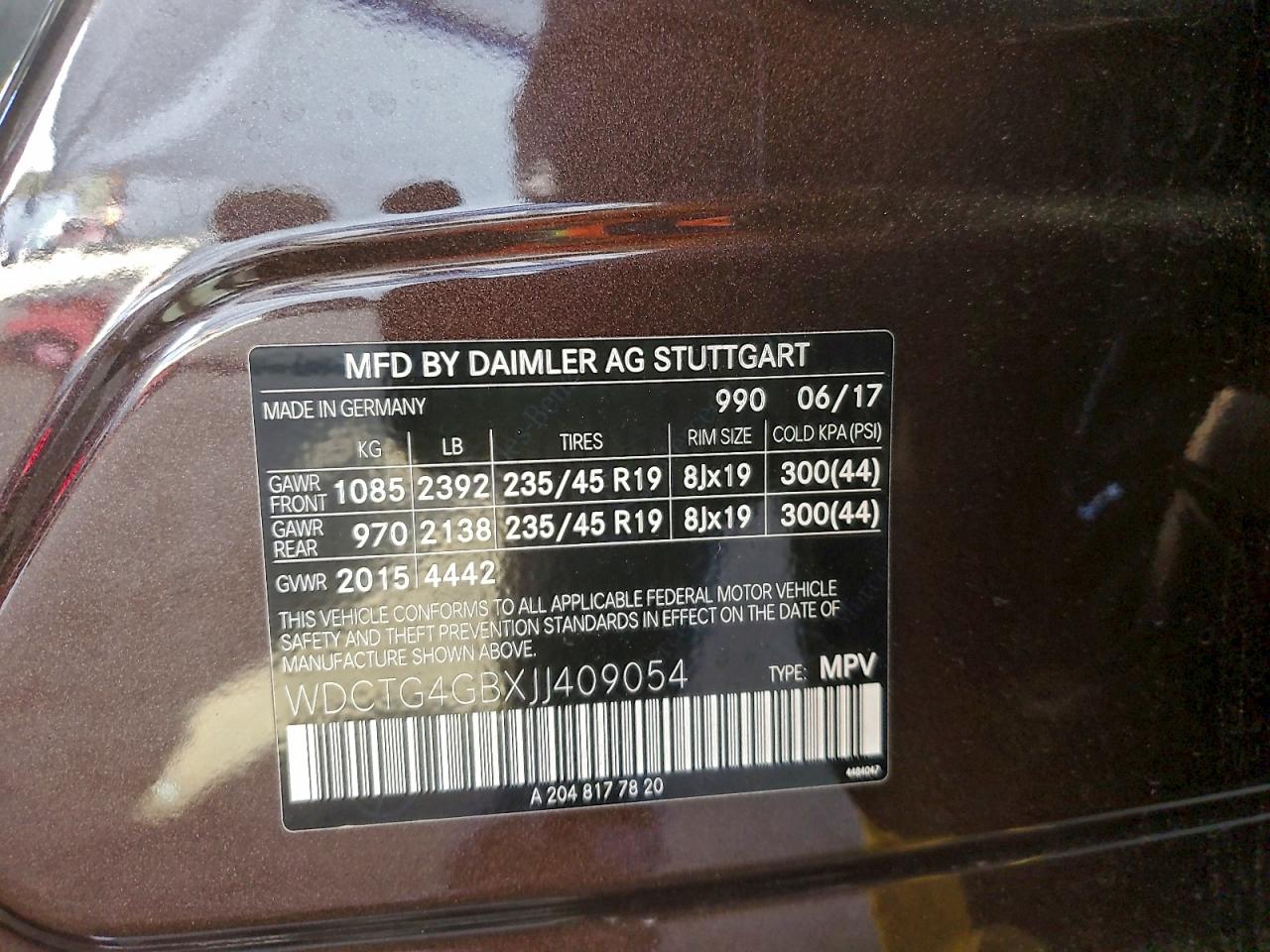 2018 Mercedes-Benz Gla 250 4Matic VIN: WDCTG4GBXJJ409054 Lot: 94421205