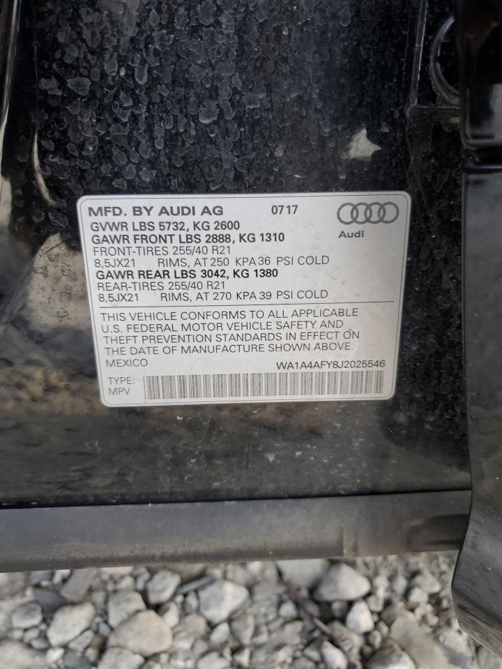 2018 Audi Sq5 Premium Plus VIN: WA1A4AFY8J2025546 Lot: 92794365