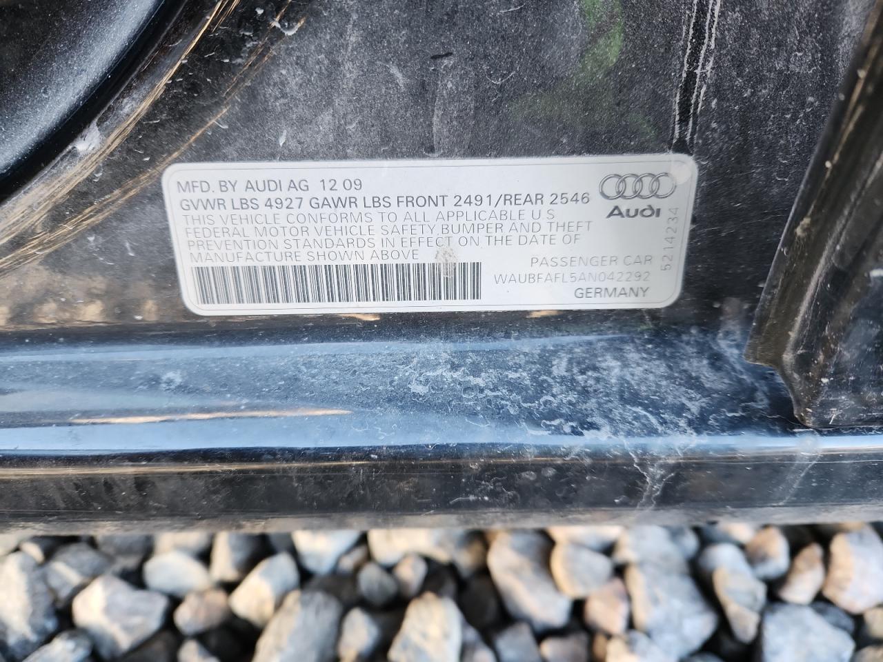 2010 Audi A4 Premium VIN: WAUBFAFL5AN042292 Lot: 91785205