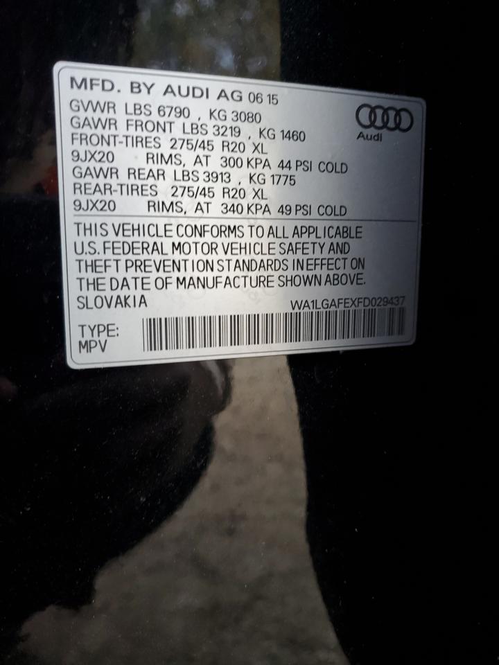 2015 Audi Q7 Premium Plus VIN: WA1LGAFEXFD029437 Lot: 92707245