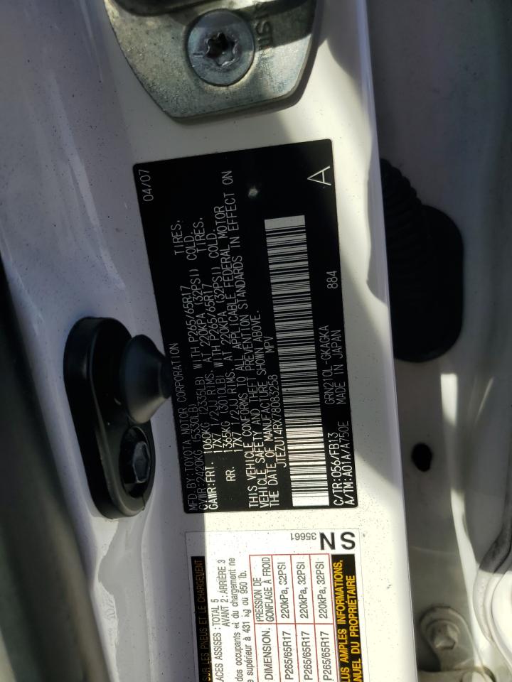 2007 Toyota 4Runner Sr5 VIN: JTEZU14RX78083258 Lot: 91742125