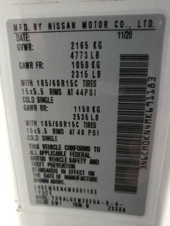 2021 Nissan Nv200 Delivery Van VIN: 3N6CM0KN4MK691183 Lot: 90868035