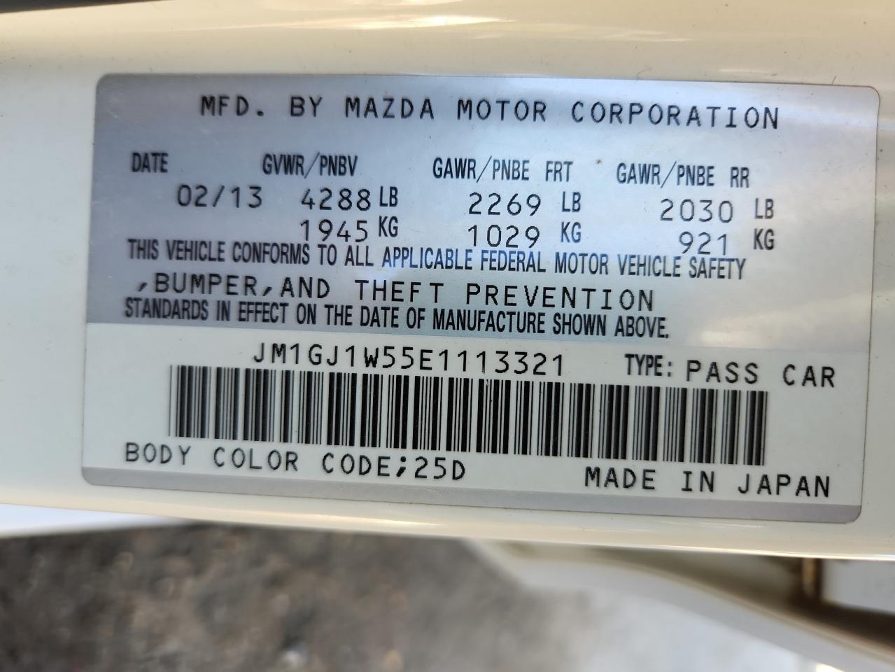 2014 Mazda 6 Grand Touring VIN: JM1GJ1W55E1113321 Lot: 90069645