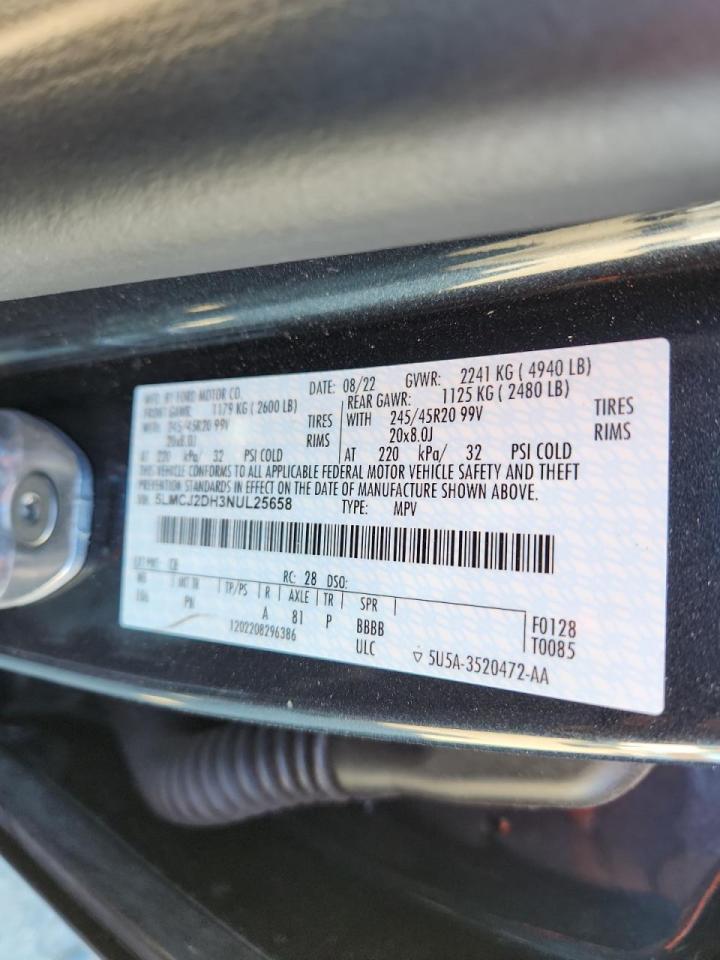 2022 Lincoln Corsair Reserve VIN: 5LMCJ2DH3NUL25658 Lot: 91794965