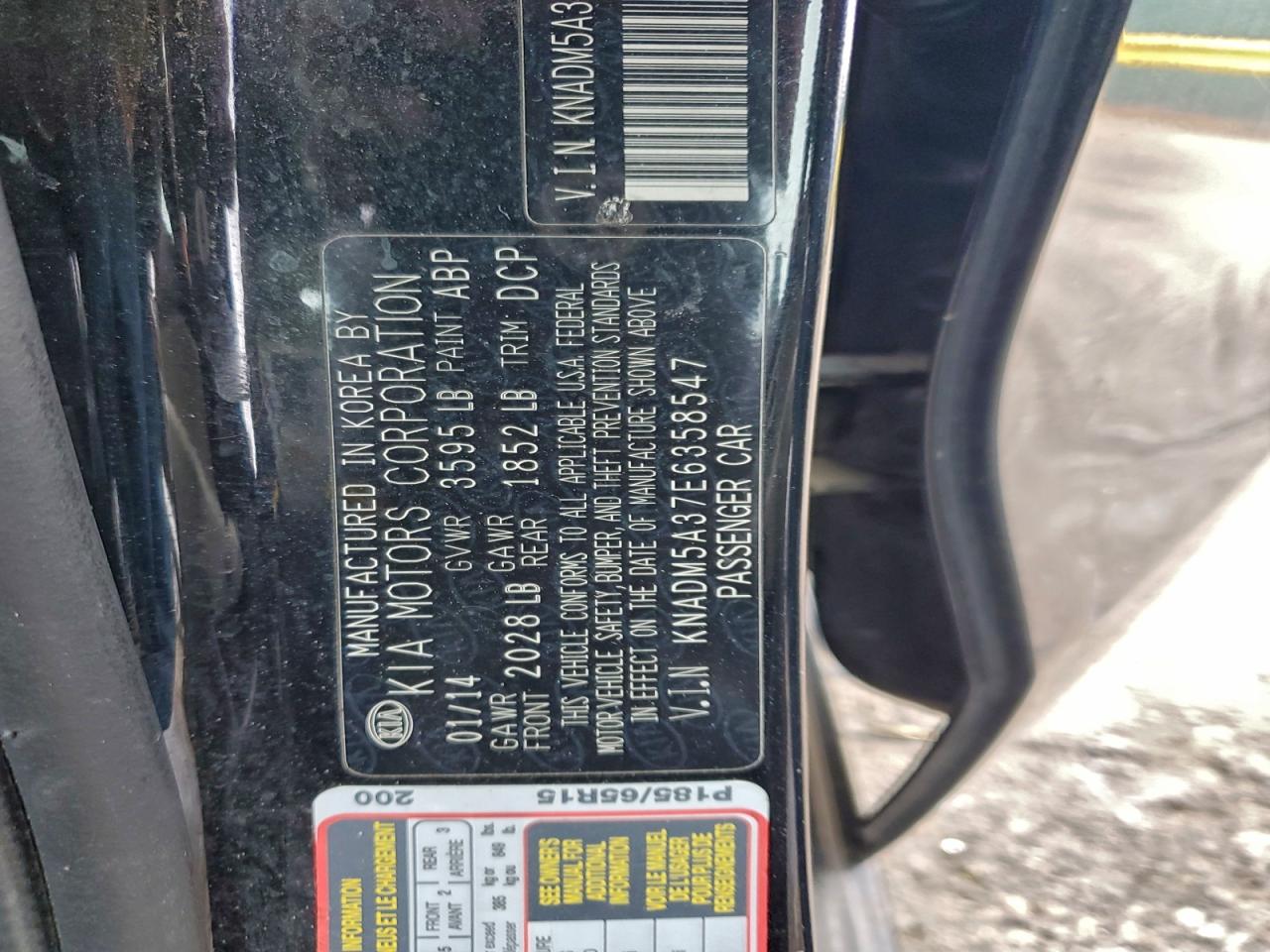 2014 Kia Rio Lx VIN: KNADM5A37E6358547 Lot: 93978775