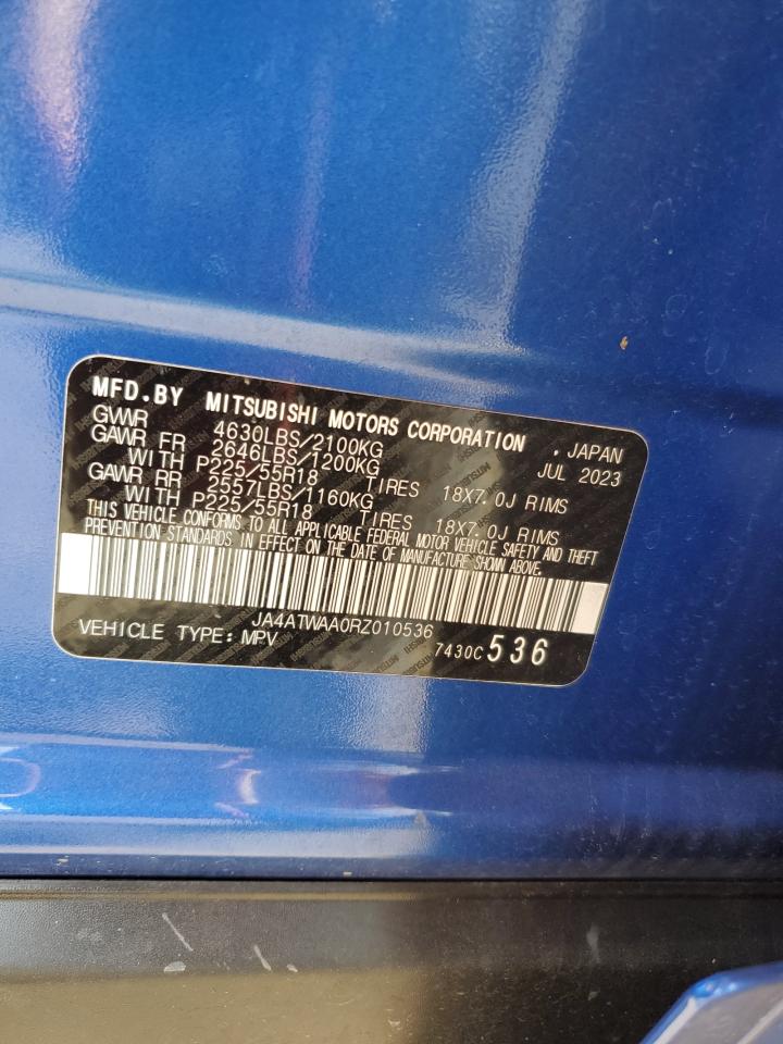 2024 Mitsubishi Eclipse Cross Se VIN: JA4ATWAA0RZ010536 Lot: 91304505