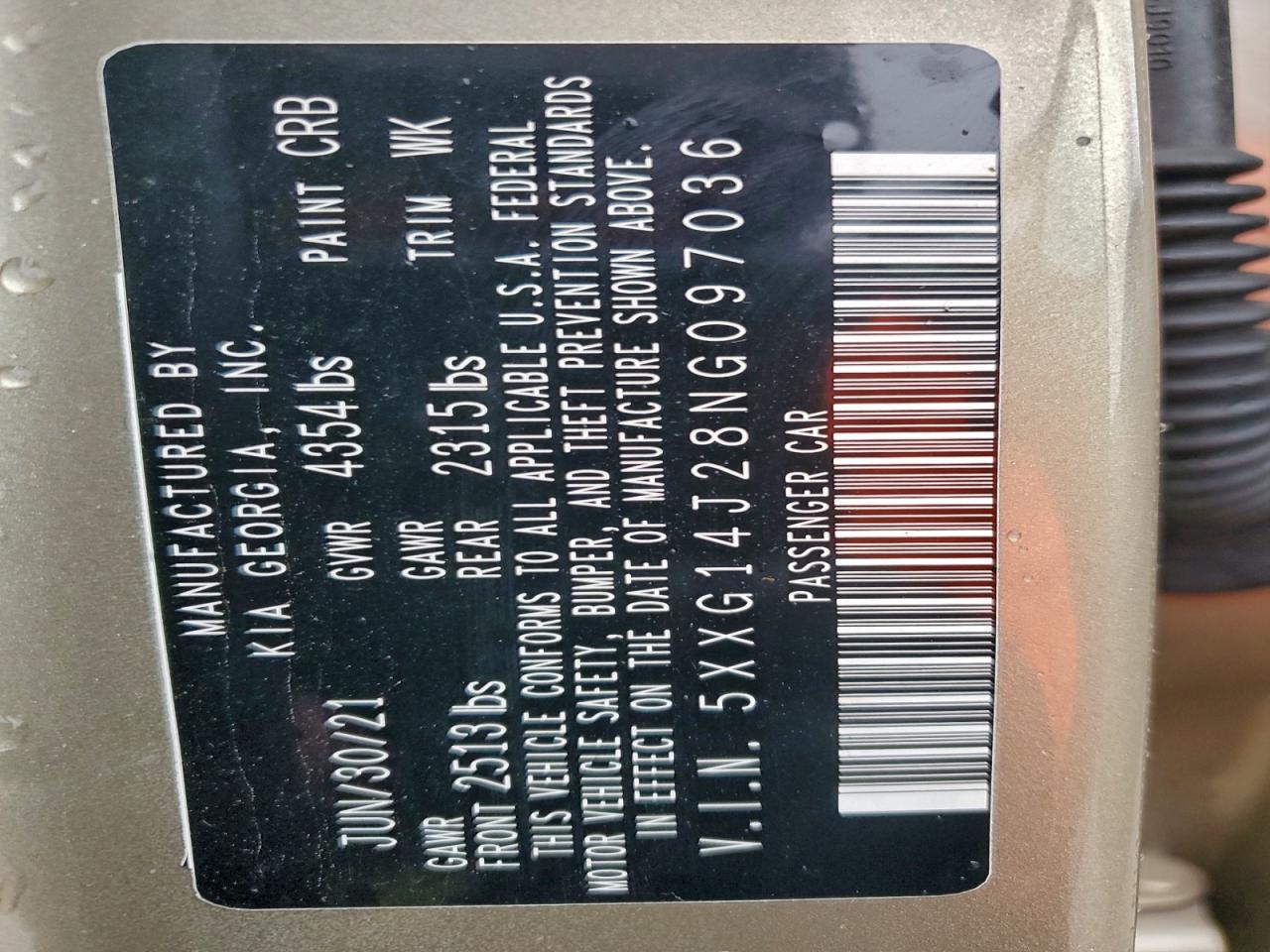 2022 Kia K5 Lxs VIN: 5XXG14J28NG097036 Lot: 94232945